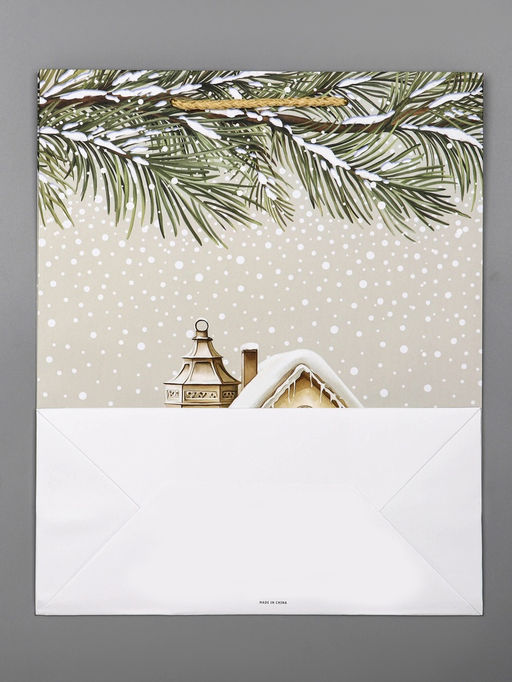 Цена за 2 шт. Пакет подарочный новогодний ламинированный, «Новогодний домик», 26×12×32 см