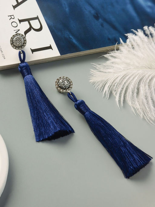 Клипсы для ушей QF Кисти, цвет синий, L кисти 7 см