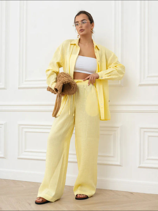 Рубашка женская Лён Белый - Modamica фото 24