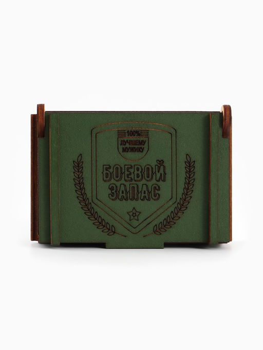 Цена за 2 шт. Коробка подарочная деревянная «Боевой запас» 8.5×6×3.5 см