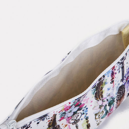 Косметичка на молнии, белая, разноцветная