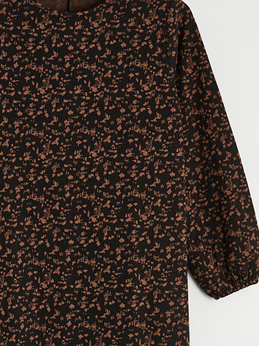 Bisiklet Yaka Desenli A Kesim Elbise