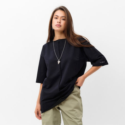 Футболка с декоративным швом женская MIST Base, размер S-M, чёрная