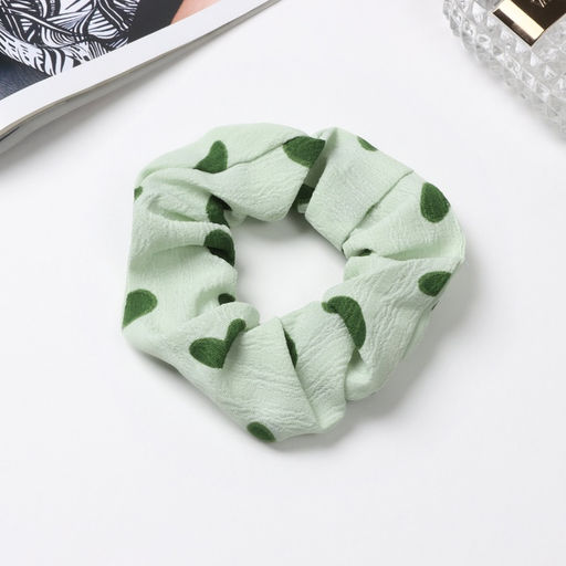 Цена за 3 шт. Резинка для волос «Орбита», классик сердце, 10 см, зелёно-белая