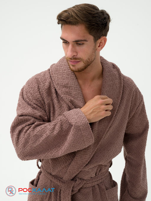 Жаккардовый мужской махровый халат с шалькой МЗ-11 (118)