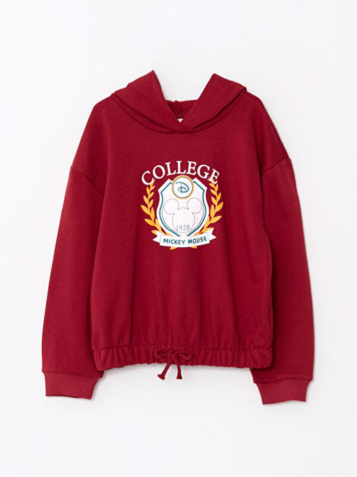 Kap??onlu Mickey Mouse Bask?l? Uzun Kollu K?z ?ocuk Sweatshirt