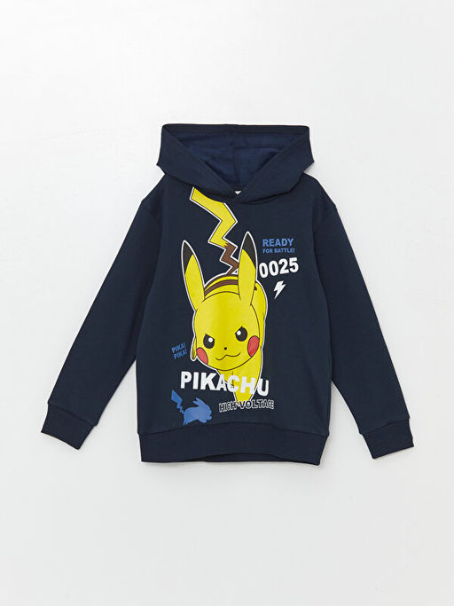 Kap??onlu Pikachu Bask?l? Erkek ?ocuk Sweatshirt