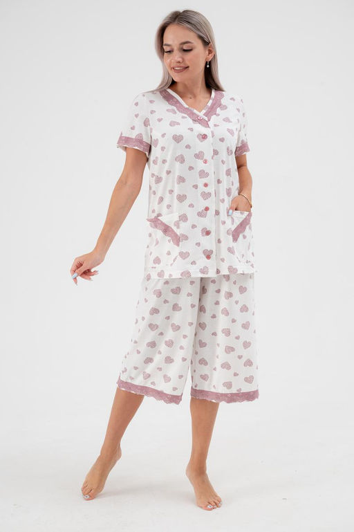 Пижама женская из кулирки Ворожея сердечко кофейное макс - Амадэль фото 3