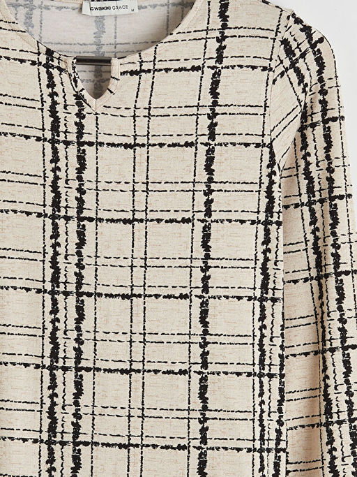 Bisiklet Yaka Desenli Bluz