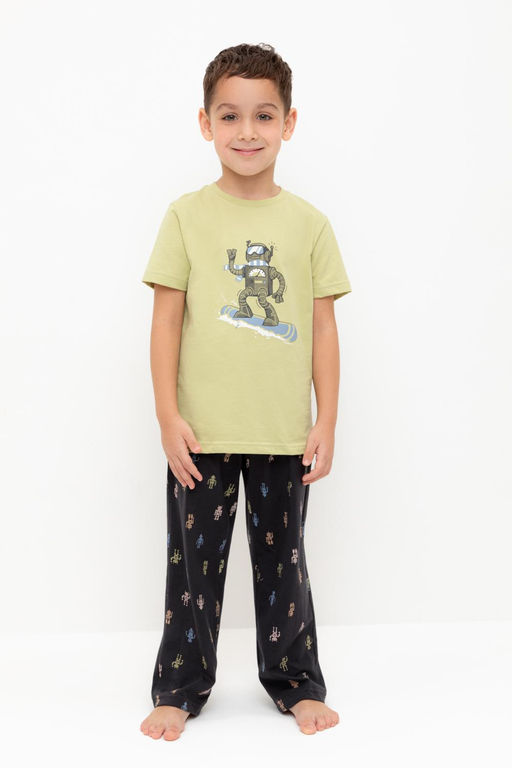 К 1599/лаймовый крем,цветные роботы пижама дет