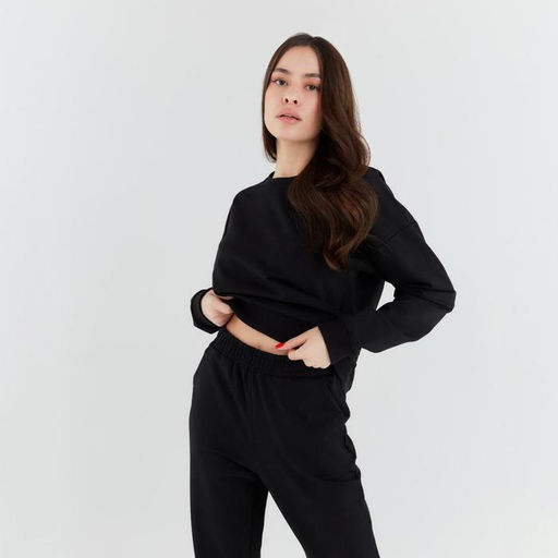 Костюм спортивный женский: свитшот, брюки, MINAKU: Casual Collection, размер 50, чёрный