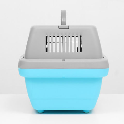 Переноска пластиковая Неон 48х32х29,5 см, вес животного до 12 кг, серо-голубая - Пижон фото 4