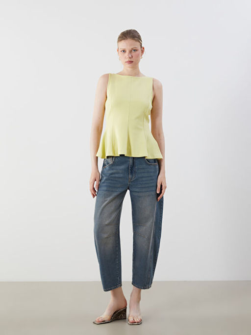 Kay?k Yaka Peplum Bluz