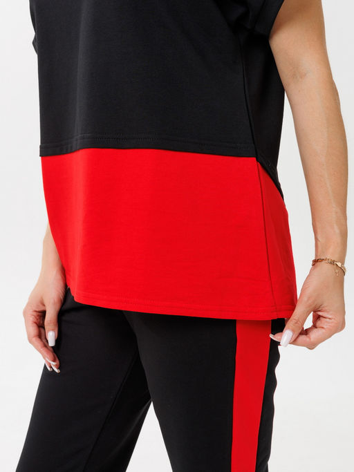 Костюм женский К-209 (футер с лайкрой) Чёрно-красная