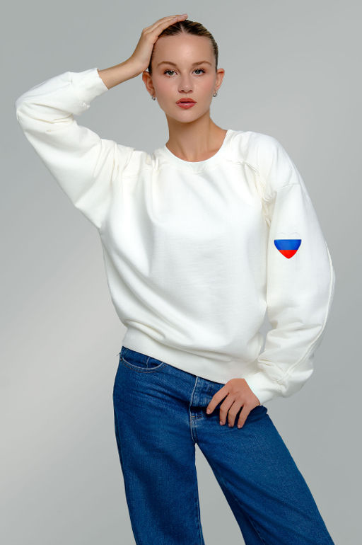 Арт. 15124 Свитшот женский Матрешка оверсайз 44-50 (4 шт) Цвет:молочный - Калинка фото 8