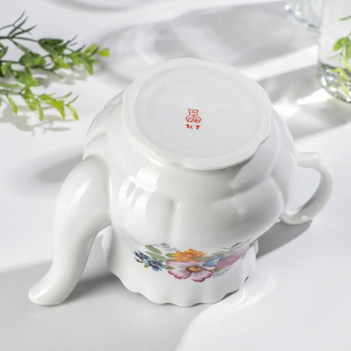 Чайник заварочный Добрушский завод Букет цветов, 800 мл, фарфор, белый