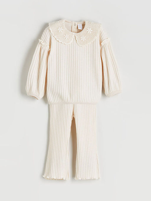Bebe Yaka K?z Bebek Sweatshirt ve Tayt Pantolon 2li