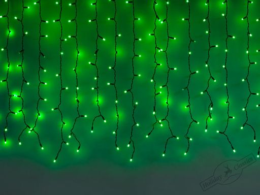 Световой занавес уличный "Магия света" 200 зеленых LED огней постоянного свечения, черный провод, с коннектором, 2х1 м