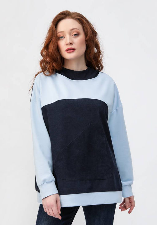 Худи оверсайз комбинированное синий