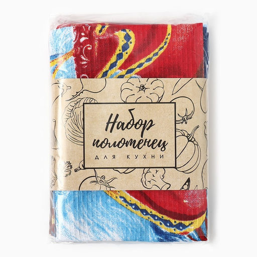 Набор новогодних полотенец Доляна Волшебного Нового года 35х60см-3штуки,100% хлопок, вафельное полотно  фото 7