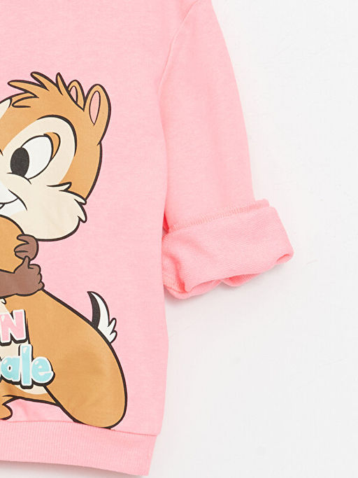 Bisiklet Yaka Chipn Dale Bask?l? Uzun Kollu K?z Bebek Sweatshirt - Waikiki фото 2