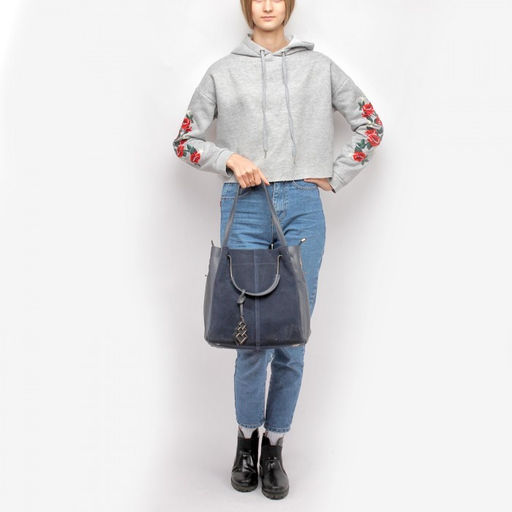 Сумка женская иск/кожа+нат/замша JRP-298-2, 1отд+вкладыш, синий SALE 224811
