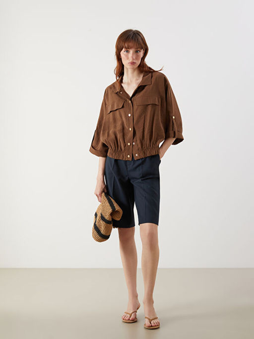 Oversize Modal Kar???ml? Kad?n G?mlek