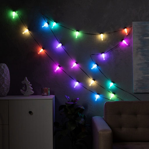 Умная гирлянда Нить 6 м с насадками Лампочки, IP20, тёмная нить, 20 LED, свечение RGB, USB - Luazon lighting фото 3