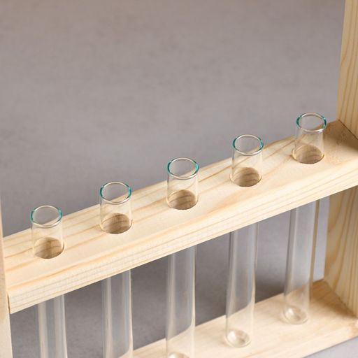 Кашпо деревянное 25х40х4,5 см с 5 колбами Рамка Экстра, натуральный Дарим Красиво  фото 4