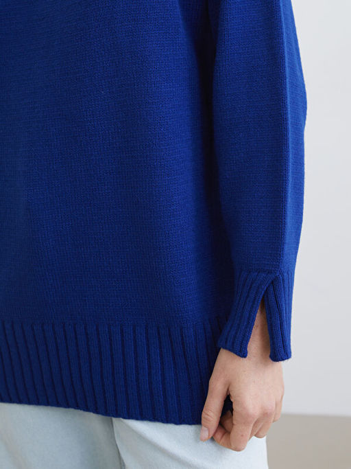 Bisiklet Yaka Oversize Kad?n Triko Tunik