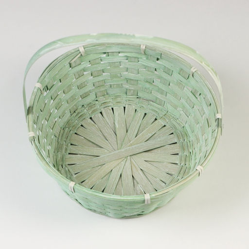 Корзина плетёная для хранения, 26×26×12 см, ручка h=18 см, бамбук, зелёная