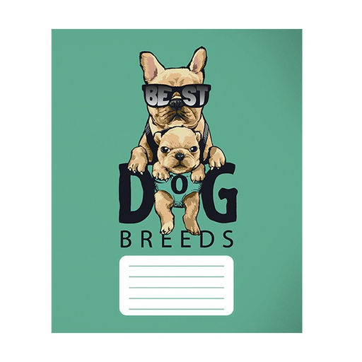 Цена за 20 шт. Тетрадь 12 листов в узкую линию Calligrata "Собачий стиль", обложка мелованный картон, ВД-лак, блок офсет, белизна 95%, МИКС