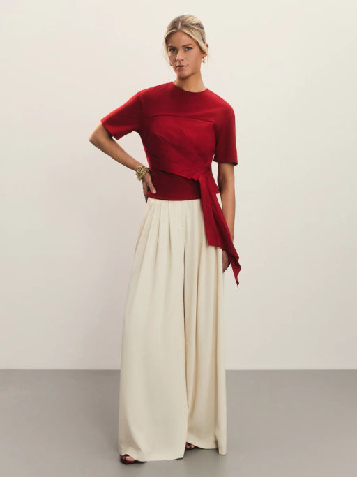 Футболка с драпировкой из поплина / Zarina  фото 6