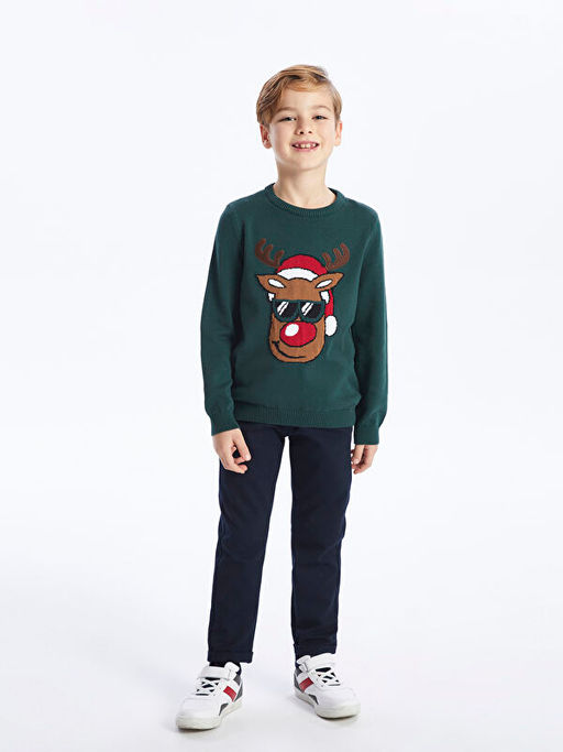 Bisiklet Yaka Y?lba?? Temal? Uzun Kollu Erkek ?ocuk Triko Kazak - Waikiki фото 2