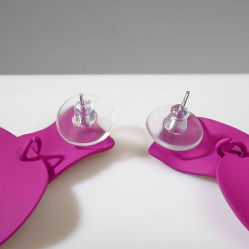 Серьги металл Яркость геометрия, мятый квадрат, цвет малиновый - Queen fair фото 2