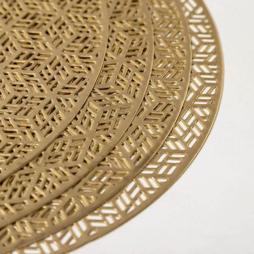 Набор салфеток сервировочных на стол Доляна «Соты», 4 шт, d=38 см, цвет золотой