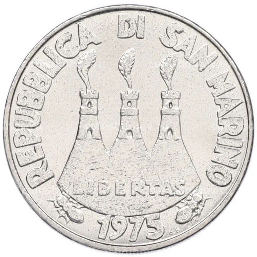 Монета 50 лир 1975 года Сан-Марино