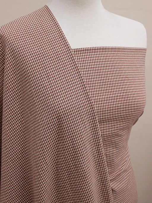 Пестрядь Мелкая белая клетка на коричнево-каштановом, ВИД2, ш.1.45м, хлопок-95%, п/э-5%,135гр/м.кв - Купава фото 2