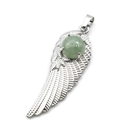 Подвеска Крыло Ангела 16*47мм с нефритом прессованным