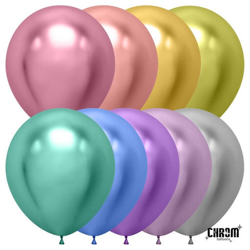 Шар латексный 18", хром, набор 10 шт., МИКС