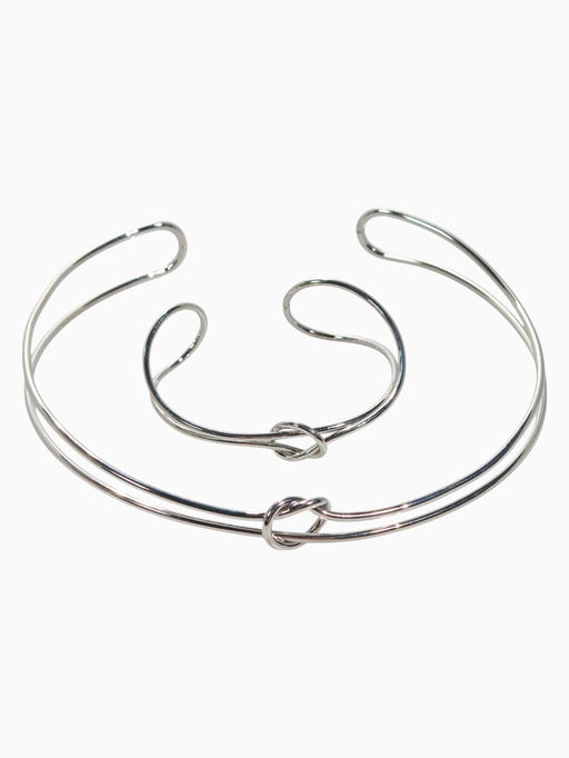 Набор 2 предмета: чокер, браслет Обруч узел, цвет серебро