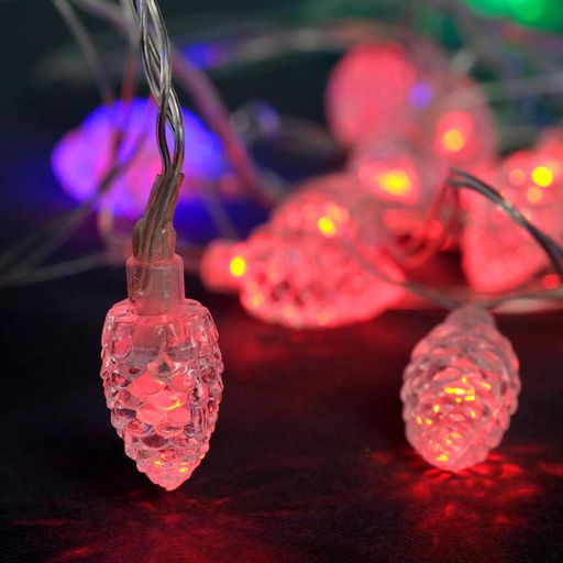 Гирлянда Нить 5 м с насадками Шишки большие, IP20, прозрачная нить, 20 LED, свечение мульти (RG/RB), мигание, 220 В