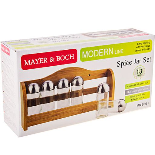 27351 Набор баночек для приправ,специй и сыпучих продуктов 7пр 100мл Бамбук (24 специй внутри) MB (х12) - Mayer&boch фото 2