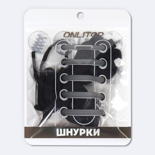 Шнурки для обуви, на магнитах, пара, с плоским сечением и фиксатором, 100 см, цвет чёрный - Onlitop фото 20