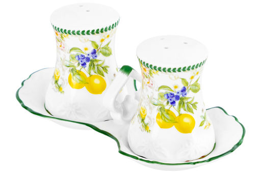 Набор д/специй 2 пр. "Лимоны" 16,5*9*7,5 см, на подставке NEW BONE CHINA