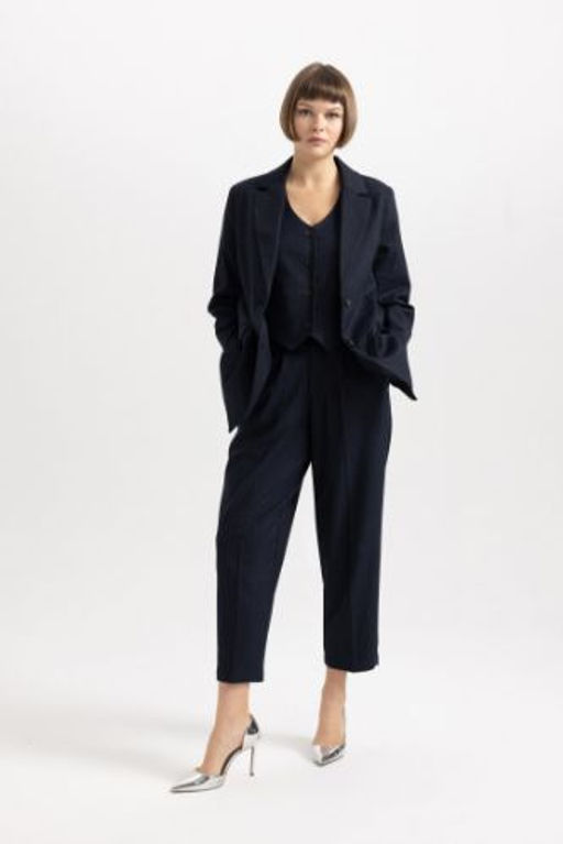 Tapered Fit Cepli Yuksek Bel K?sa Paca Pantolon