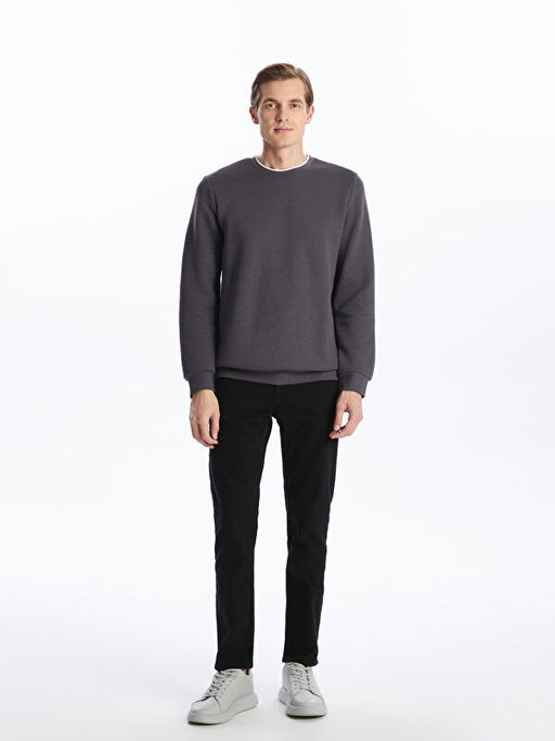 Bisiklet Yaka Uzun Kollu Erkek Sweatshirt