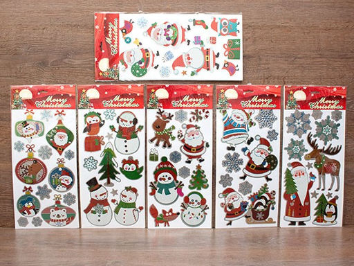 Наклейка объемная силикон. 19*41см "Новогодняя тематика" (6188-11) 6 видов в ассорт.