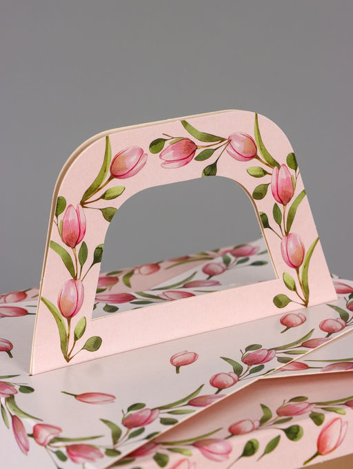 Цена за 5 шт. Коробка подарочная пасхальная с окном Тюльпаны, розовый, 15?15?18 см - UPAK LAND фото 4