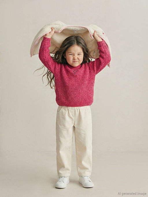 Kalp Nak??l? K?z ?ocuk Triko Kazak